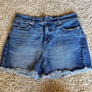 LOFT Blue Frayed Hem Jean Shorts